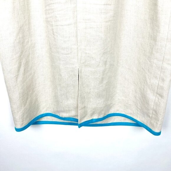 Donna Morgan Tank Dress Women's 6 Khaki 100% Linen Shell Bead Embellished Midi - Picture 6 of 14